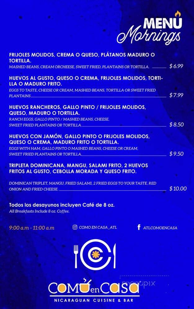 Como en Casa - Doraville, GA menu_pic