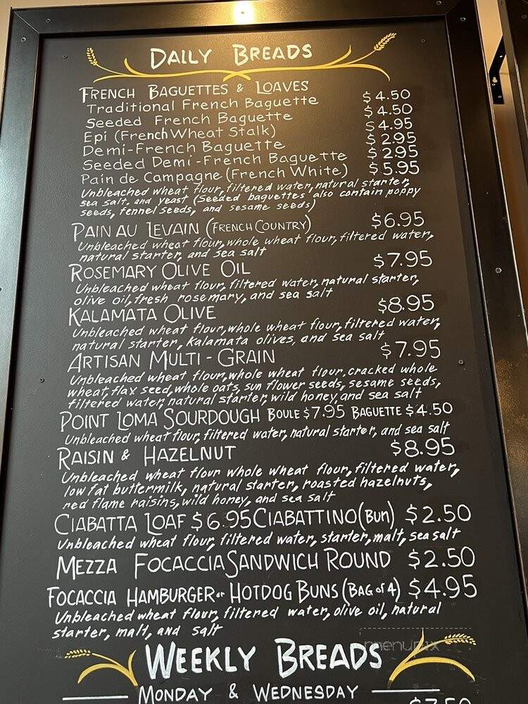 Con Pane Rustic Breads & Cafe - San Diego, CA menu_pic