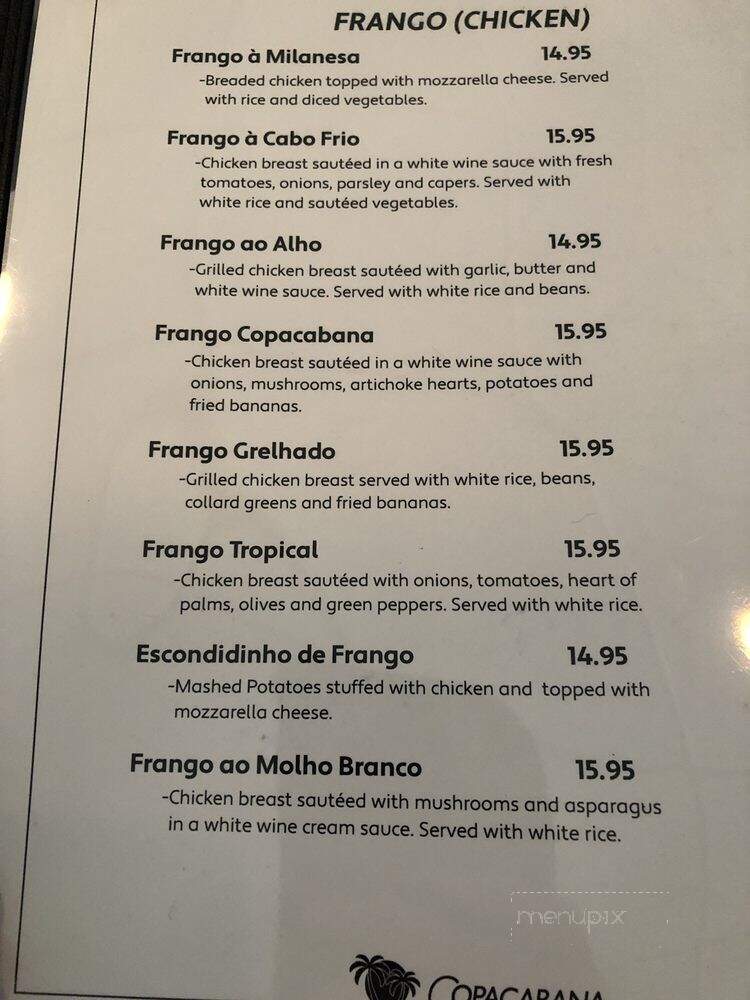 Copacabana - Salisbury, NC menu_pic