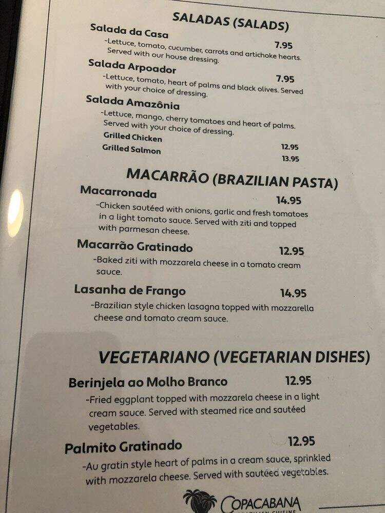 Copacabana - Salisbury, NC menu_pic