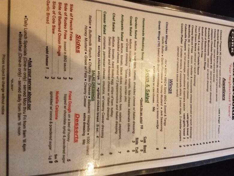 Cork & Bottle - Cleveland, OH menu_pic