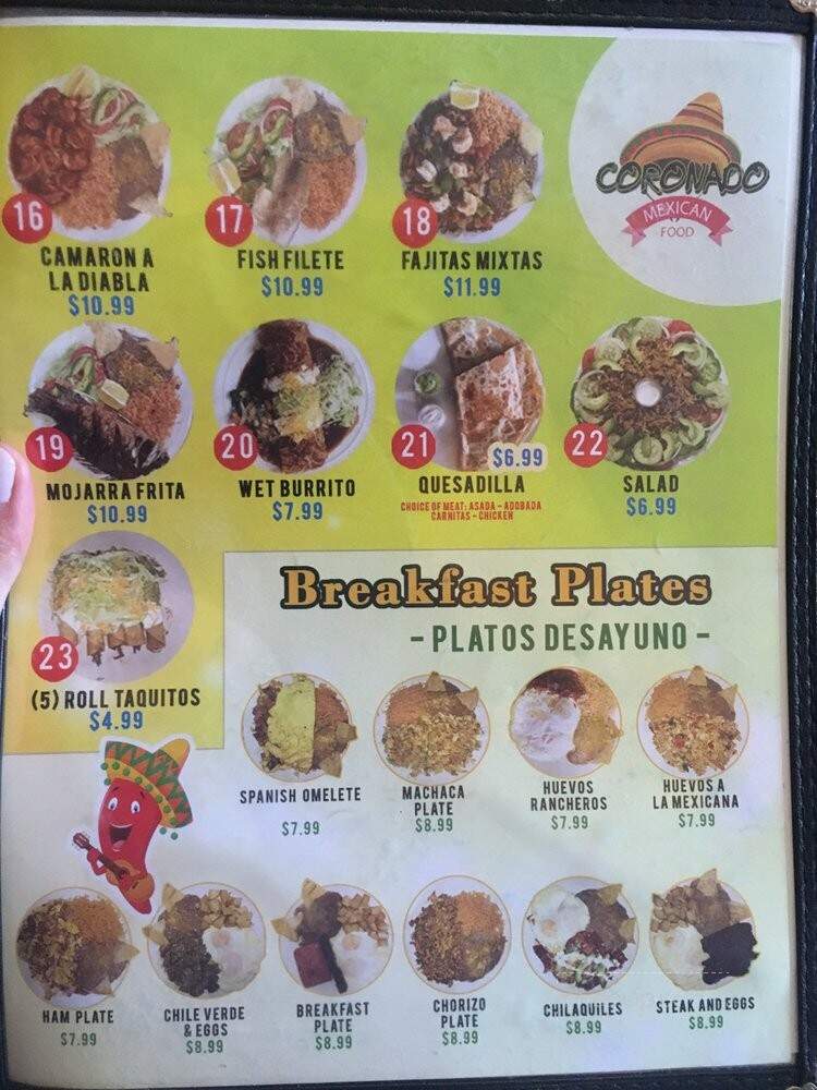 Coronado Mexican Food - Fresno, CA menu_pic