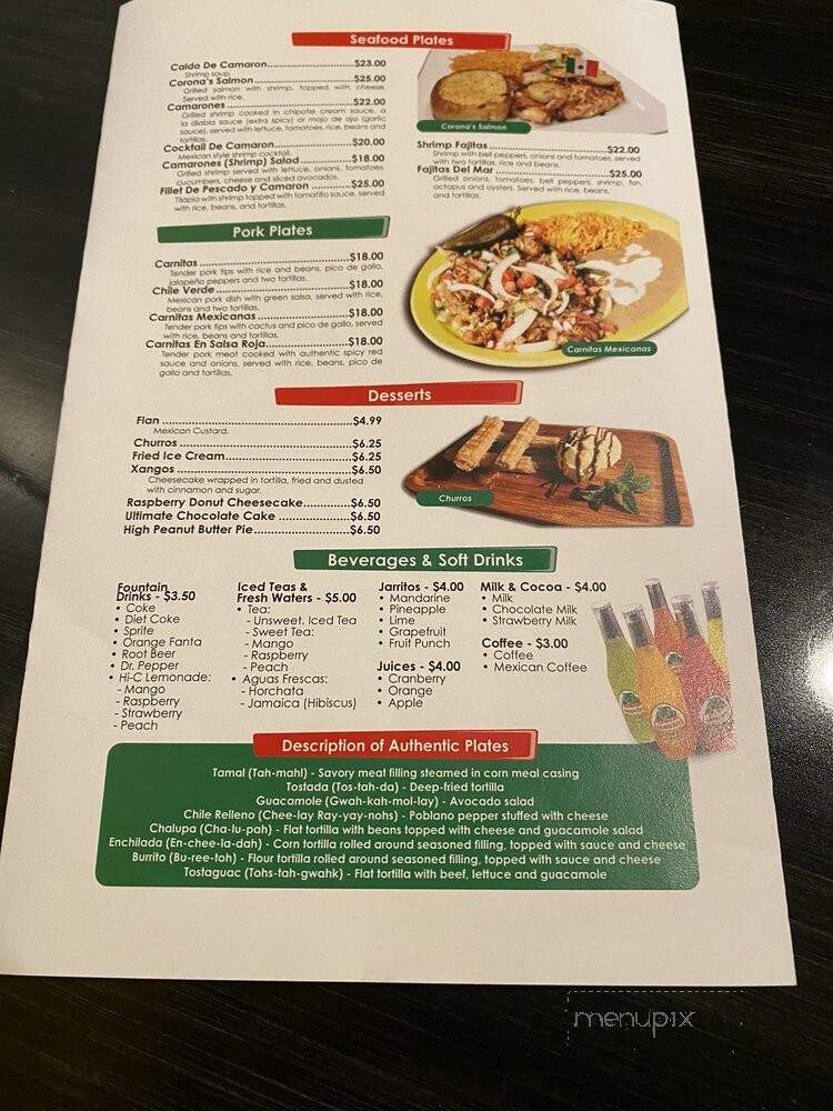 Corona's ll Authentic Mexican Restaurant - Brockport, NY menu_pic
