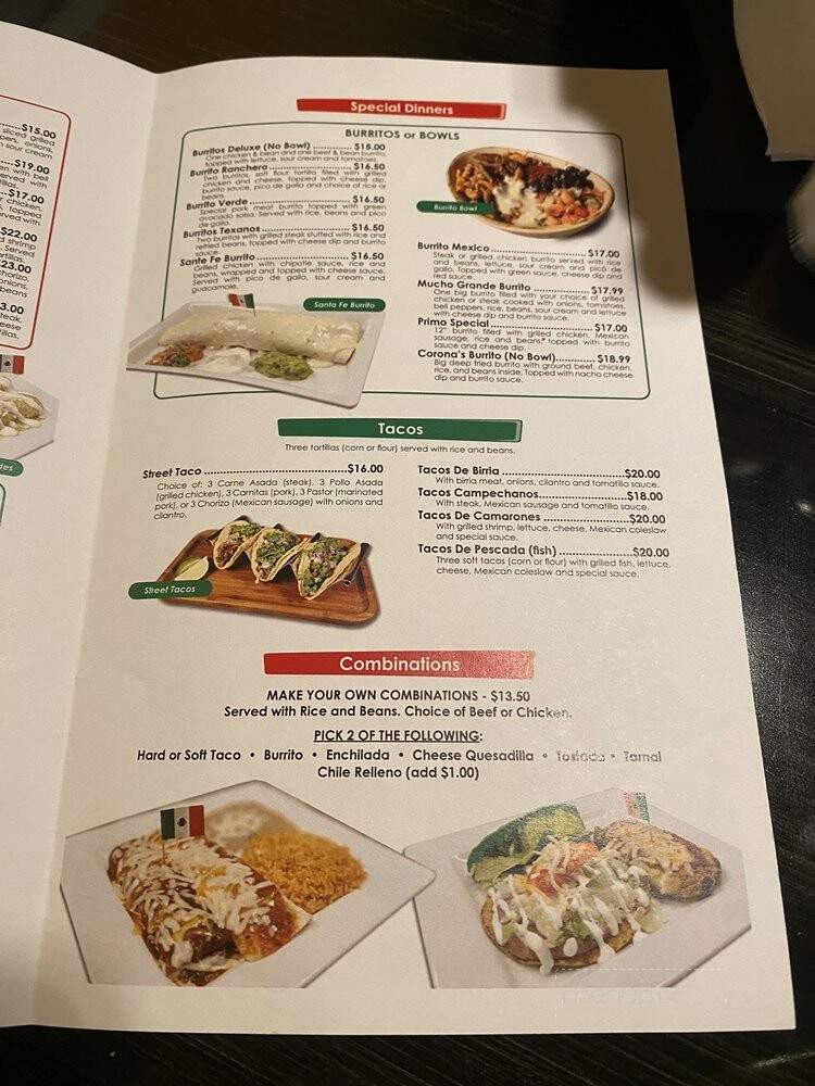 Corona's ll Authentic Mexican Restaurant - Brockport, NY menu_pic