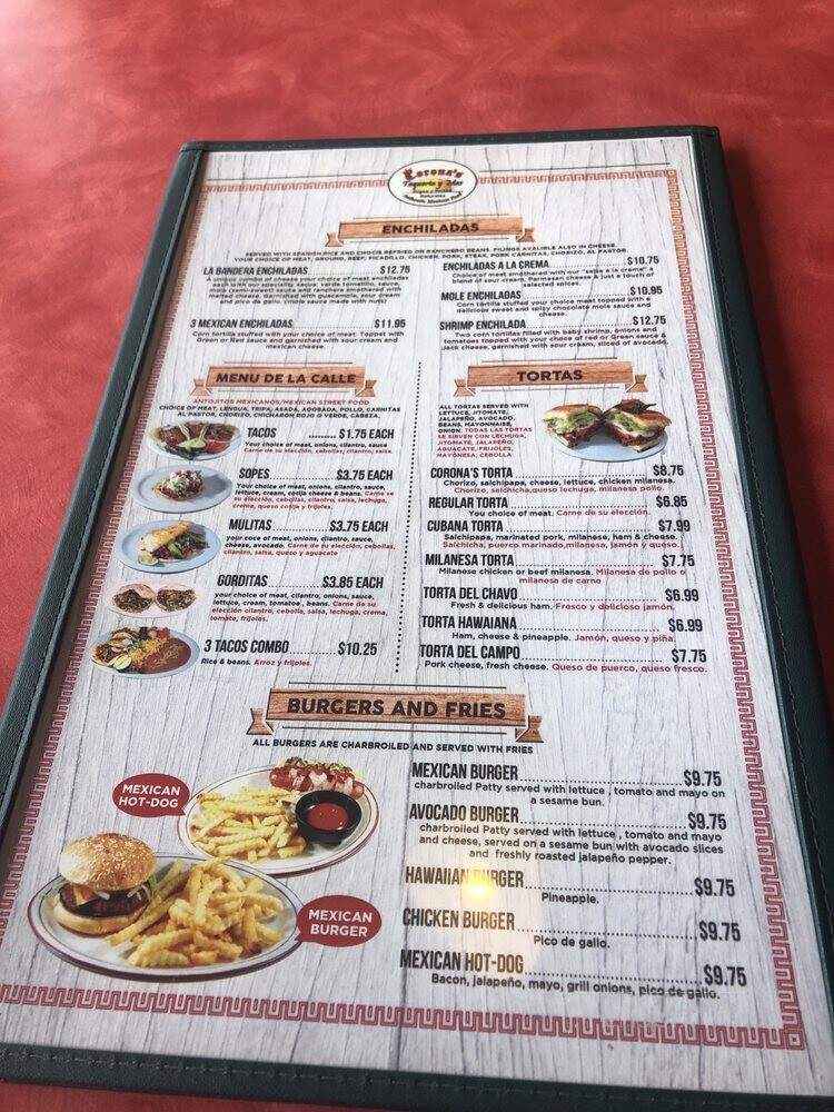 Corona's Taqueria y Mas - Olympia, WA menu_pic