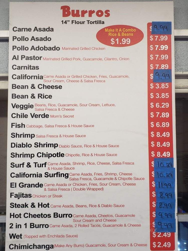 Cotija Mexican Food - Chula Vista, CA menu_pic