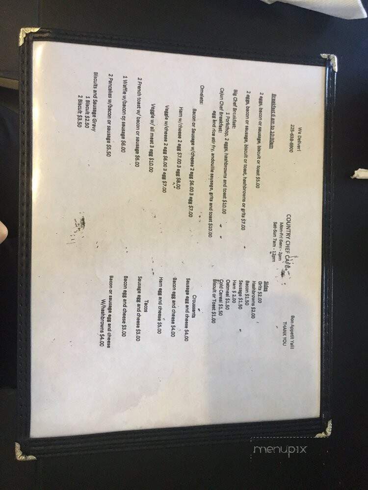 Country Chef Cafe - New Roads, LA menu_pic