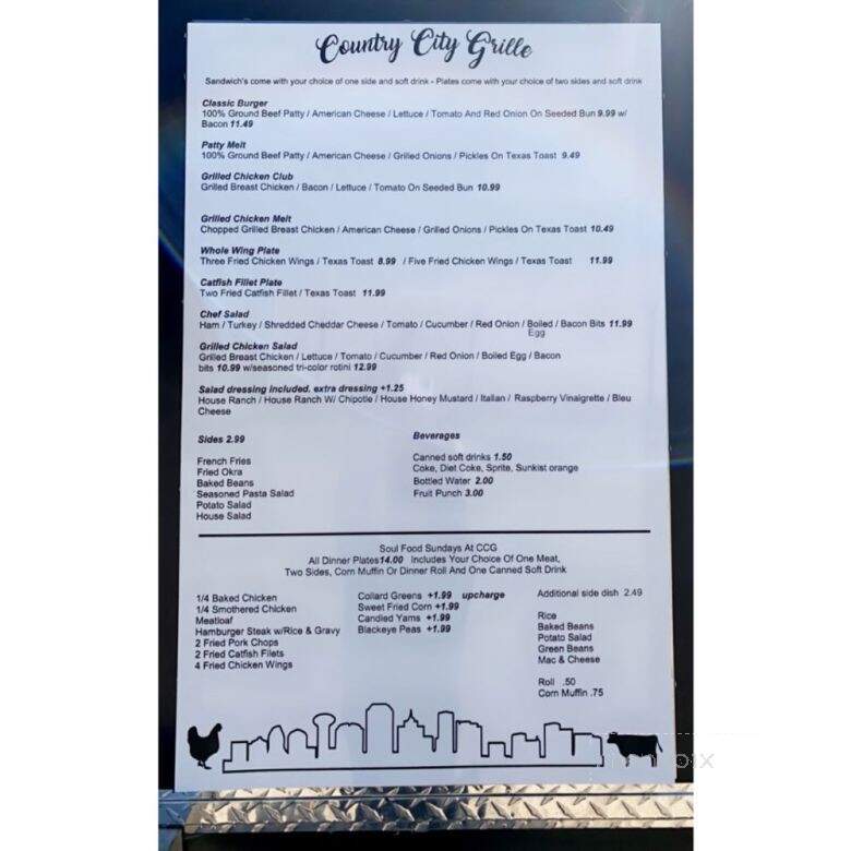 Country City Grille - Fort Worth, TX menu_pic