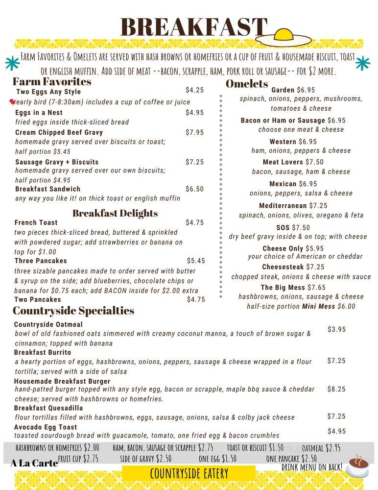 Countryside Eatery - Kutztown, PA menu_pic