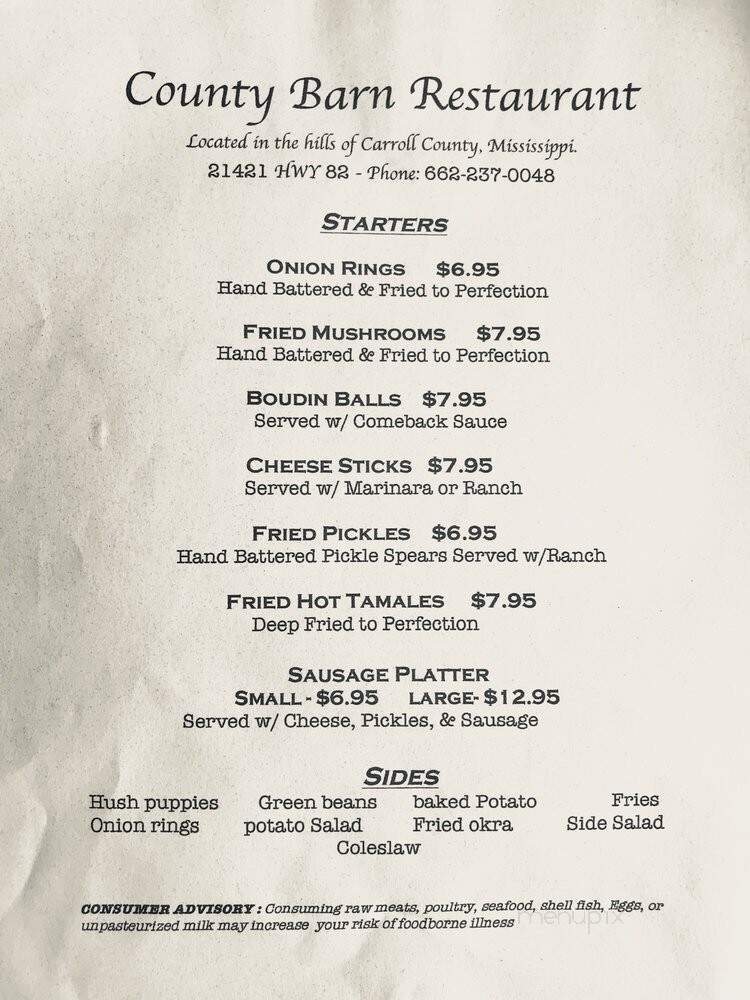 Charlie Ray's BBQ - Carrollton, MS menu_pic
