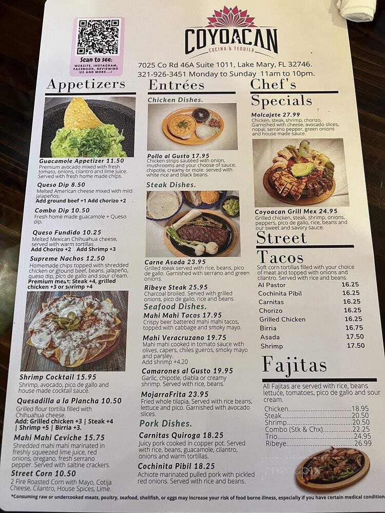 Coyoacan Cocina & Tequila - Lake Mary, FL menu_pic