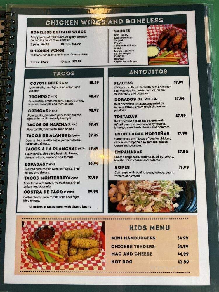 Coyote Cantina & Grill - McAllen, TX menu_pic