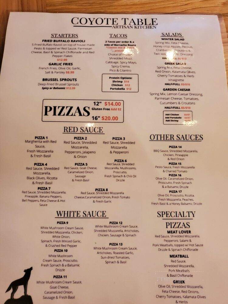 Coyote Table Artisan Kitchen - Lakewood, CO menu_pic