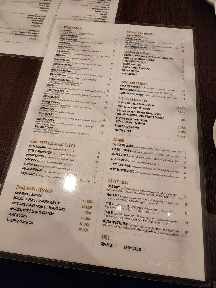 Cozen - Vancouver, BC menu_pic