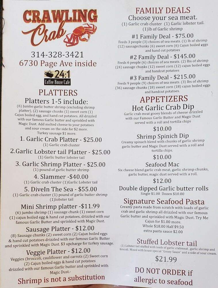 Crawling Crab - St. Louis, MO menu_pic
