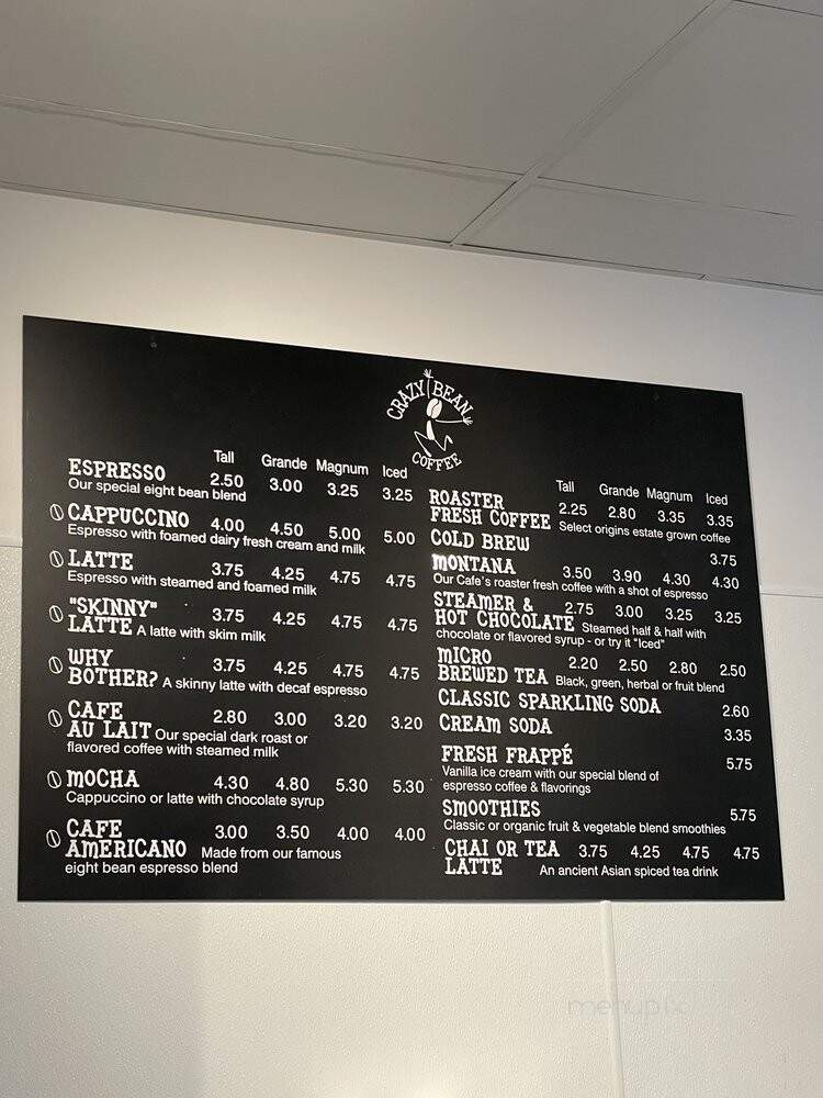 Crazy Bean Coffee - Sparks, NV menu_pic