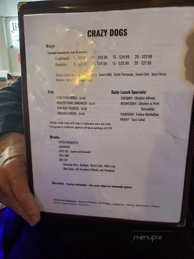 Crazy Dogs Pub & Grub - Brookville, IN menu_pic