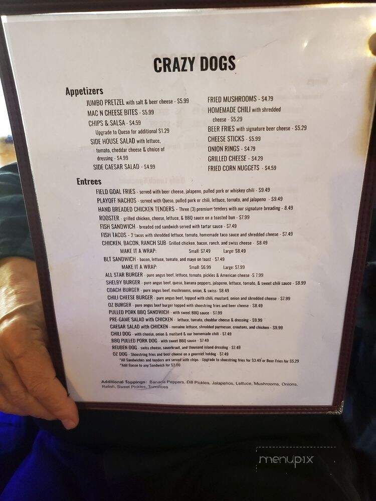 Crazy Dogs Pub & Grub - Brookville, IN menu_pic