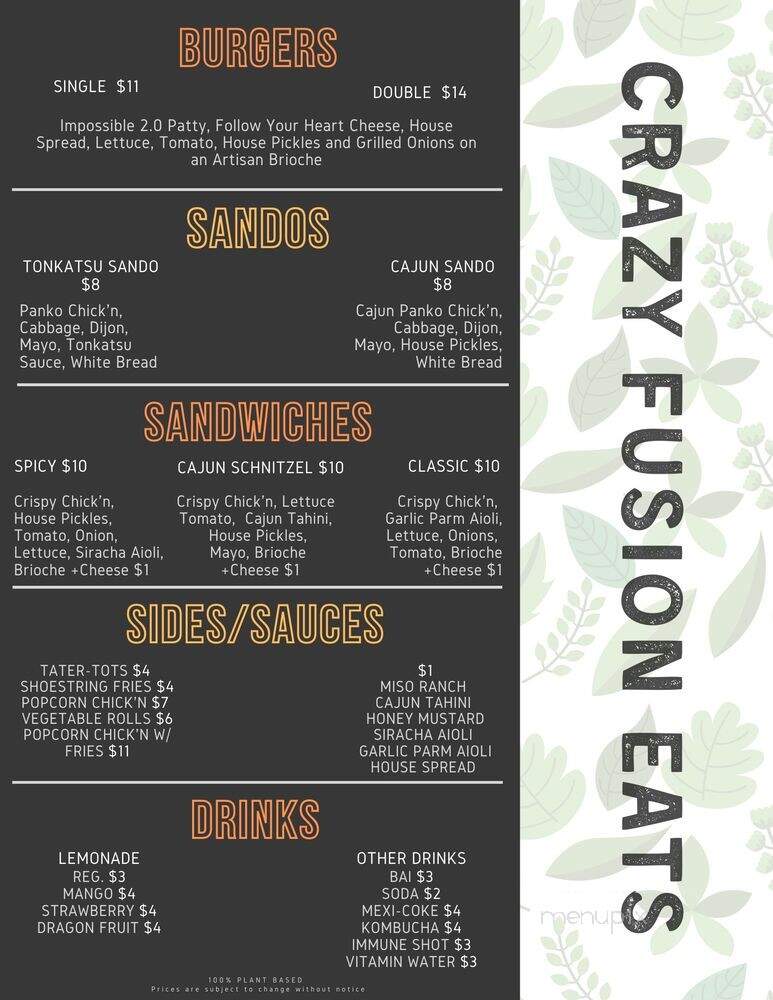 Crazy Fusion Eats - Sherman Oaks, CA menu_pic