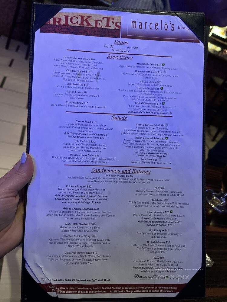 Cricket's Grille - Orlando, FL menu_pic