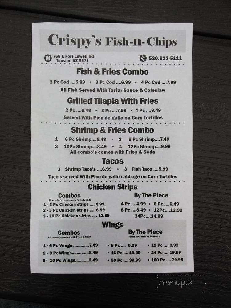 Crispy's Fish-n-Chips - Tucson, AZ menu_pic