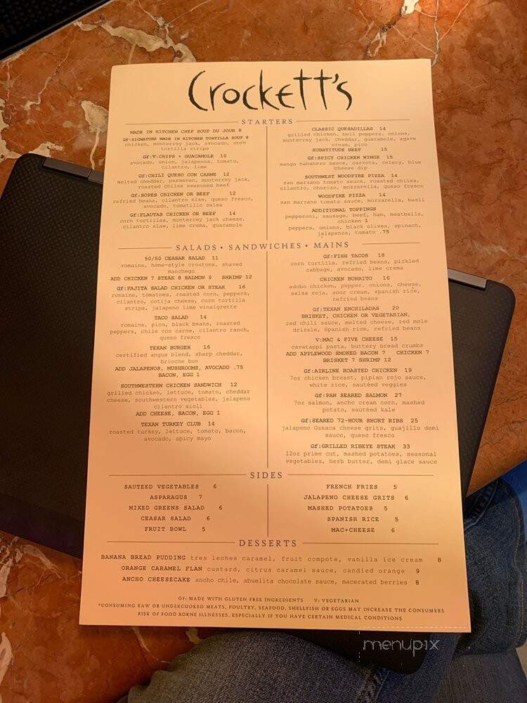 Crocketts - Dallas, TX menu_pic