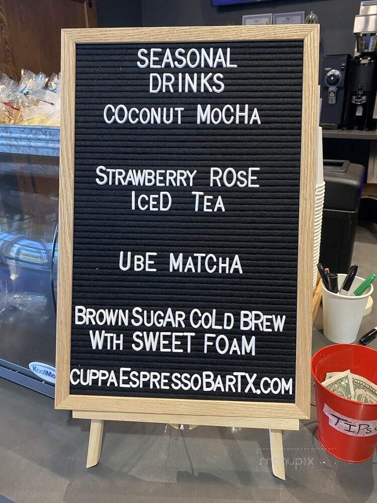 Cuppa Espresso Bar - Euless, TX menu_pic
