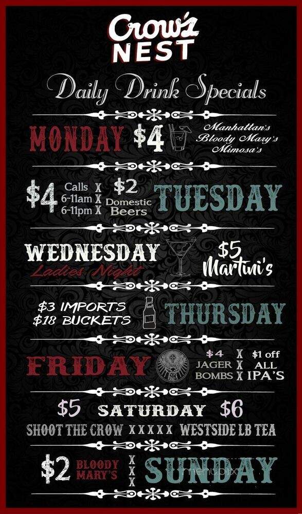 Crows Nest - Long Beach, CA menu_pic