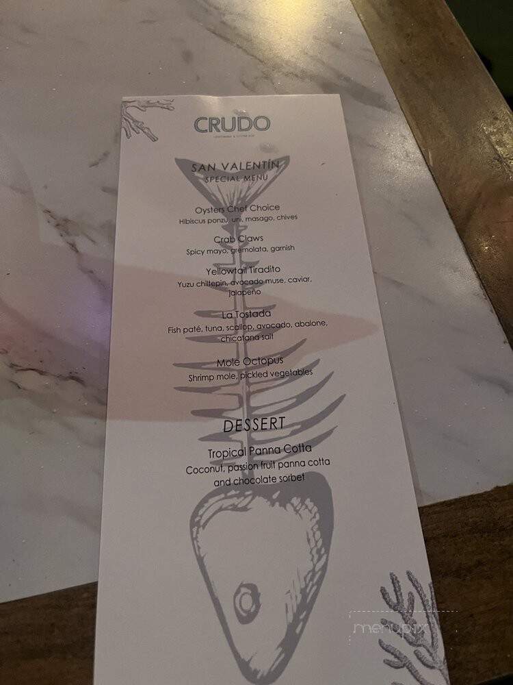 Crudo Cevicheria & Oyster Bar - San Diego, CA menu_pic