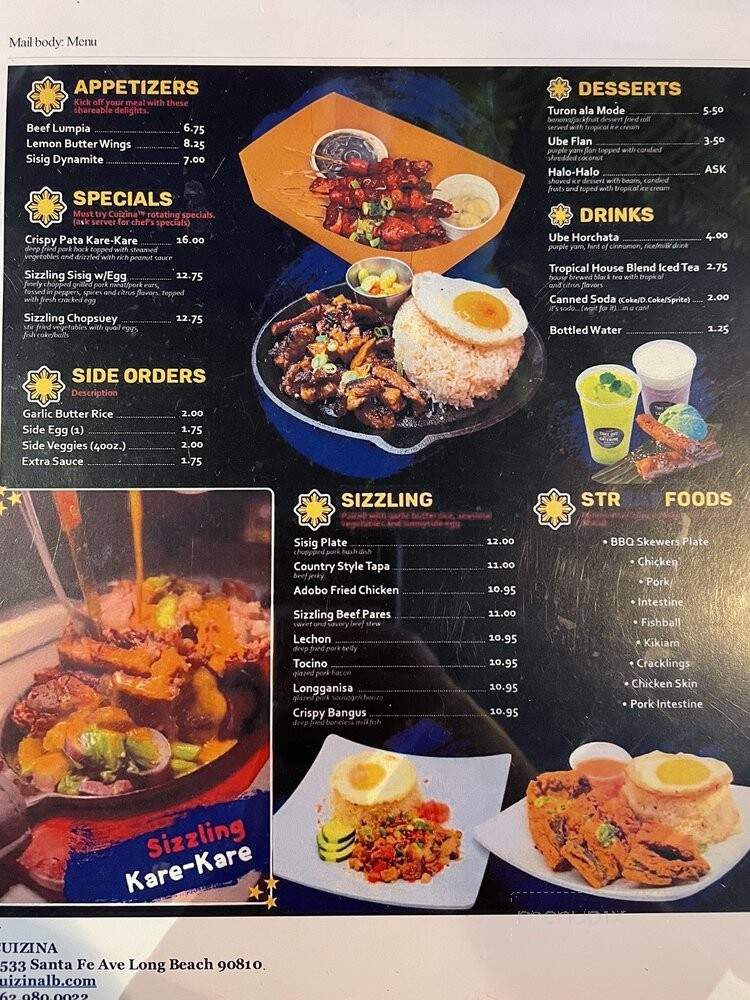 Cuizina Filipino Cuisine - Long Beach, CA menu_pic
