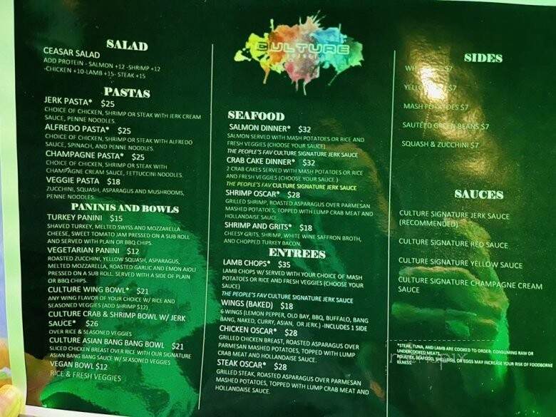 Culture Lounge & Restaraunt - Norfolk, VA menu_pic