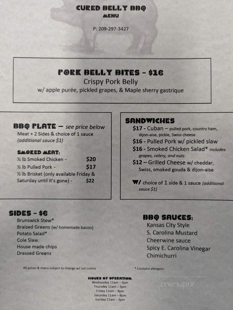Cured Belly BBQ - Murphys, CA menu_pic
