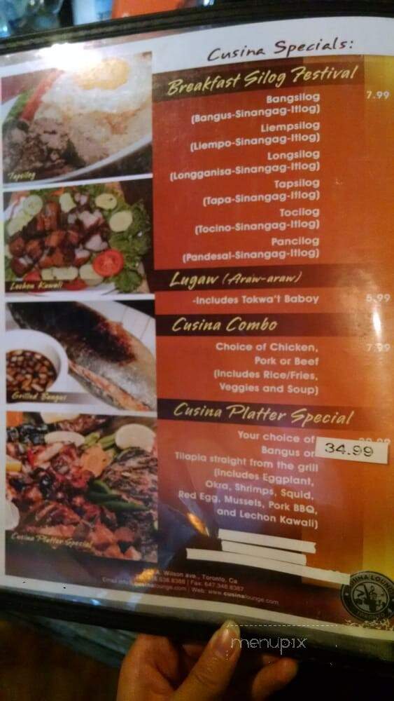 Cusina Filipino Restaurant & Karoake Bar - Toronto, ON menu_pic