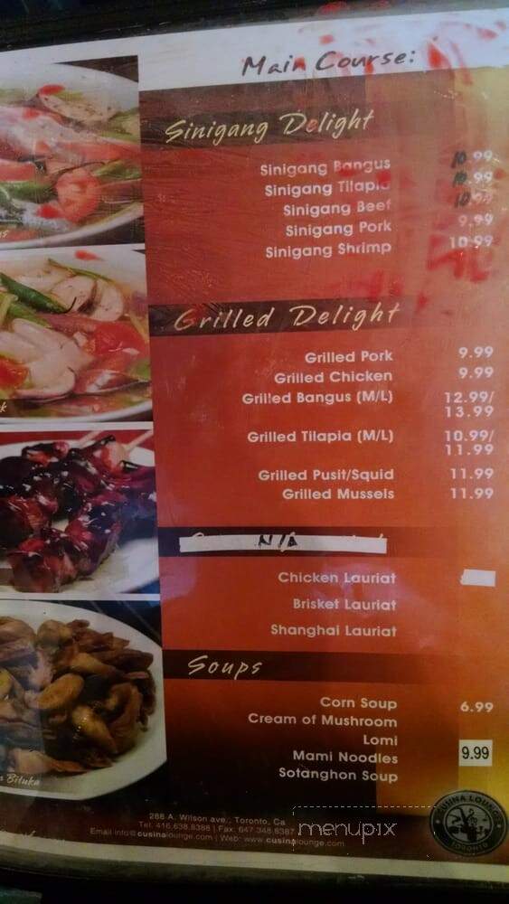 Cusina Filipino Restaurant & Karoake Bar - Toronto, ON menu_pic