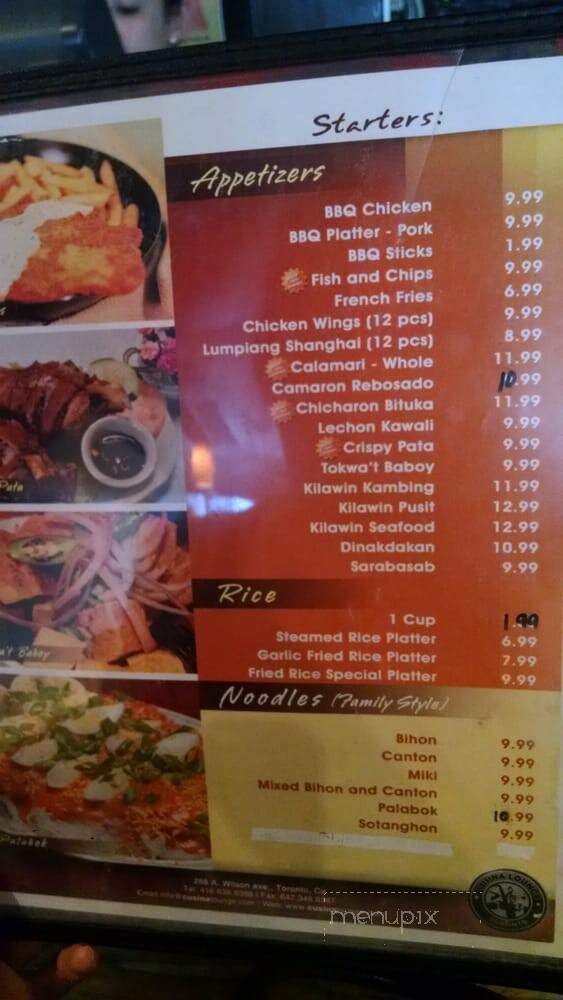 Cusina Filipino Restaurant & Karoake Bar - Toronto, ON menu_pic