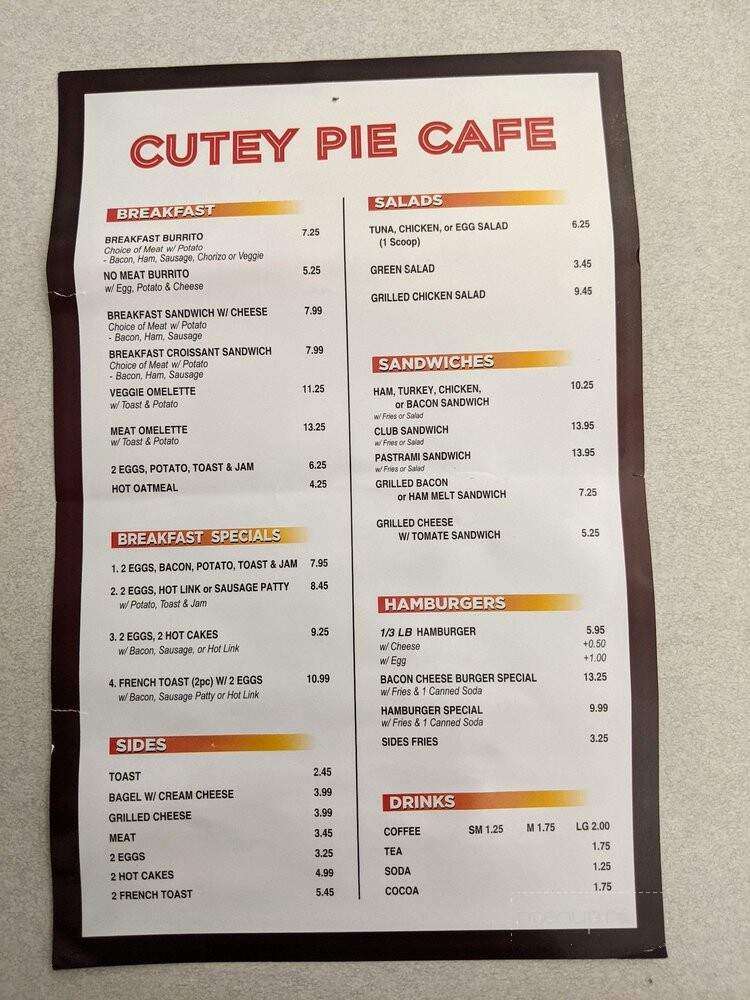 Cutie Pie Cafe - Los Angeles, CA menu_pic