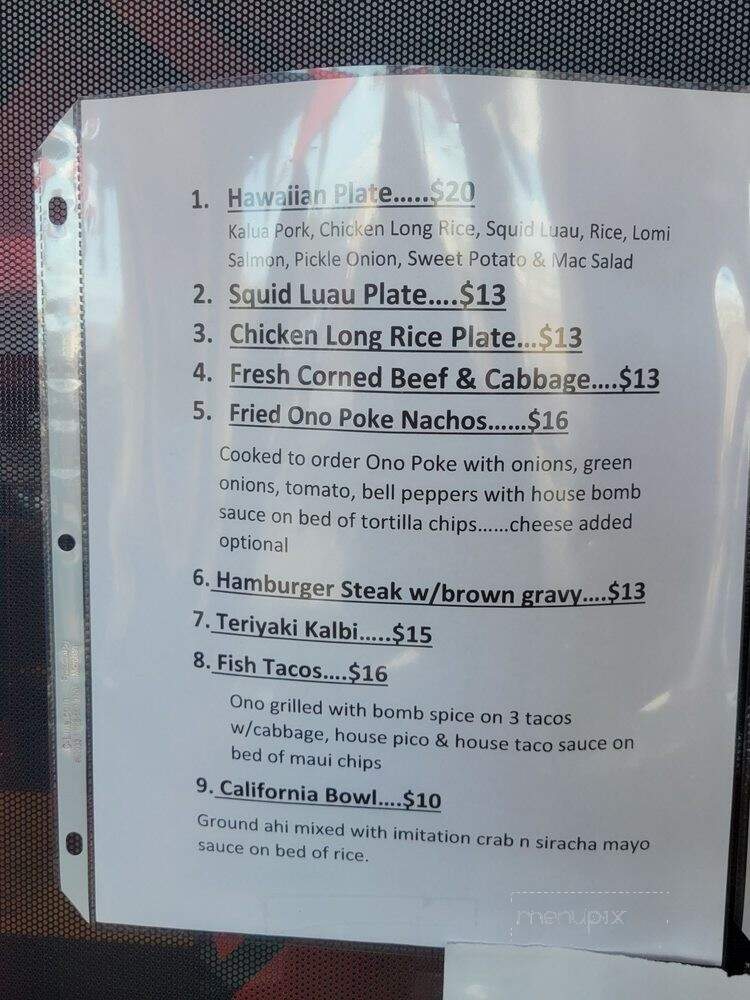 Da Bomb Grindz - Kailua-Kona, HI menu_pic