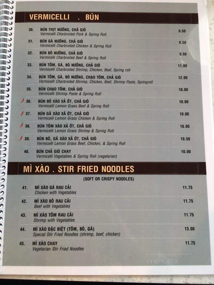 D & V Vietnamese & Thai Family Restaurant - Chatsworth, ON menu_pic
