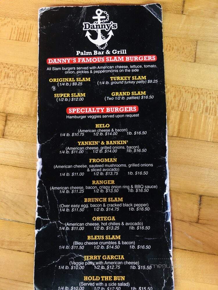 Danny's Palm Bar Grill - Coronado, CA menu_pic