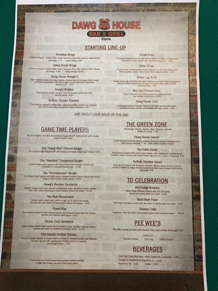 Dawg House Bar and Grill - Elyria, OH menu_pic