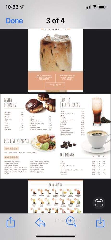 D C Cafe Donuts - Reseda, CA menu_pic