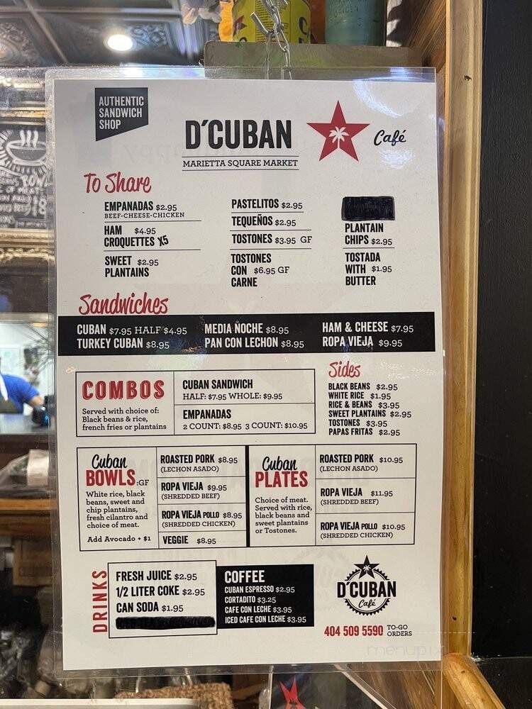 D'Cuban Cafe - Marietta, GA menu_pic