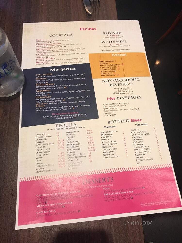 De Allende - Woodstock, GA menu_pic