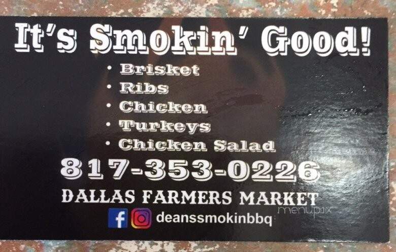 Dean's Smokin BBQ - Dallas, TX menu_pic