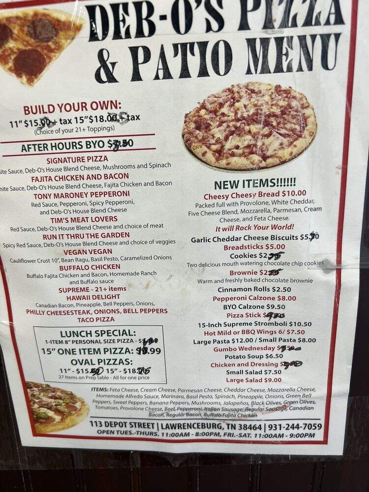 Deb-O's Pizza - Lawrenceburg, TN menu_pic