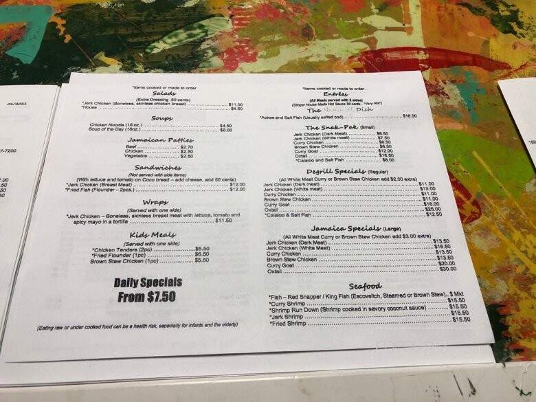 Degrill Jamaica Restaurant - Virginia Beach, VA menu_pic
