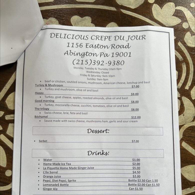 Delicious Crepe Du Jour - Abington, PA menu_pic