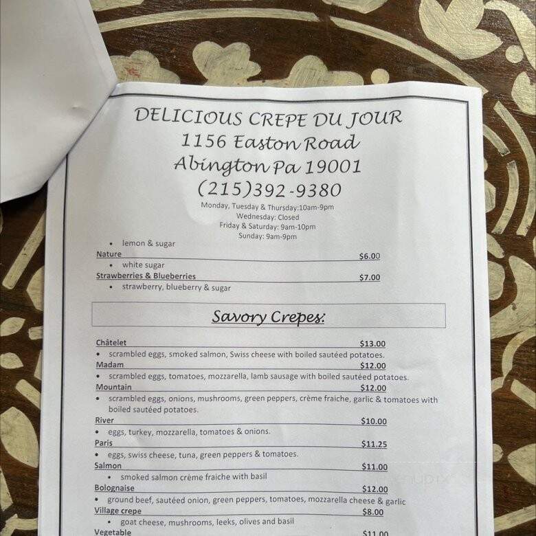 Delicious Crepe Du Jour - Abington, PA menu_pic