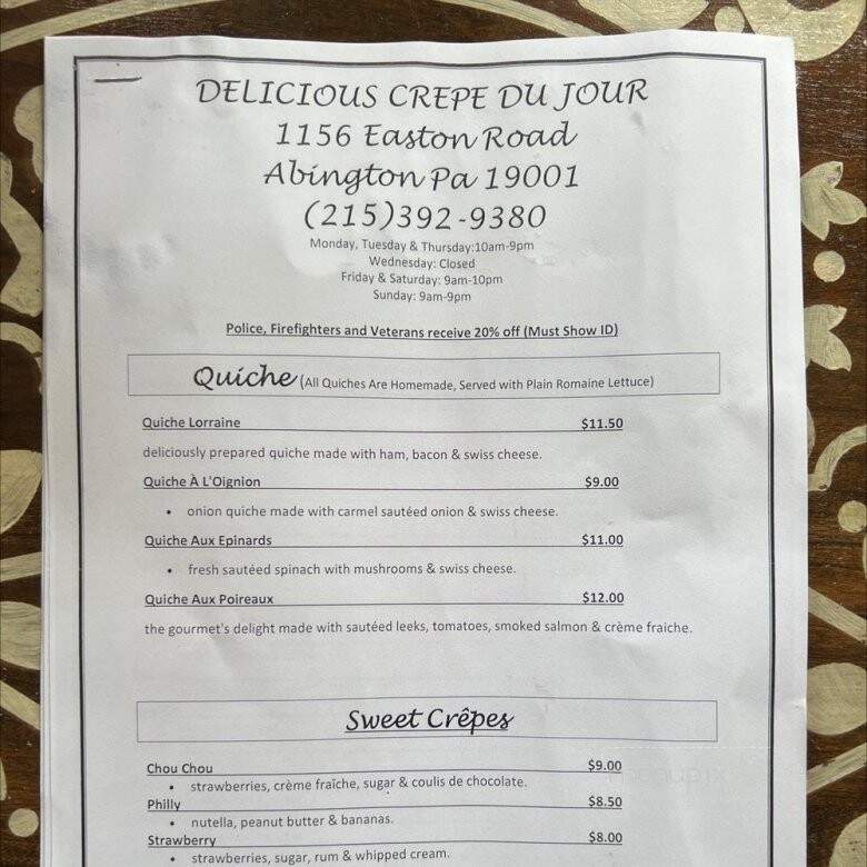 Delicious Crepe Du Jour - Abington, PA menu_pic