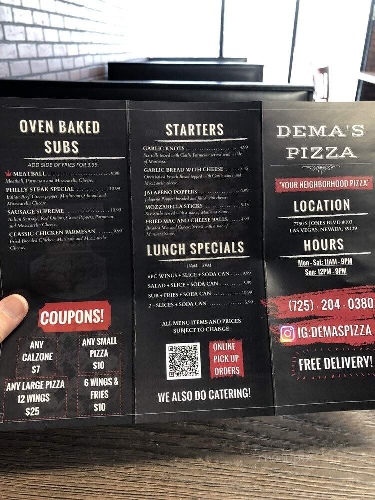 Dema's Pizza - Las Vegas, NV menu_pic